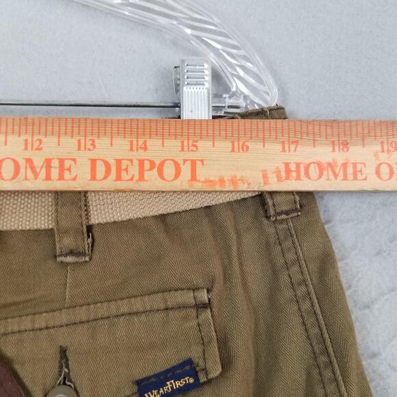 Wear First Cargo Pants Mens 34x30 Khaki Casual Cotton Utility Pockets Belted - Picture 9 of 13
